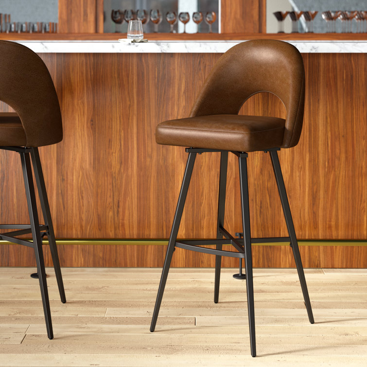 Mercury Row® Etna Swivel Upholstered Counter Stool with Metal Frame